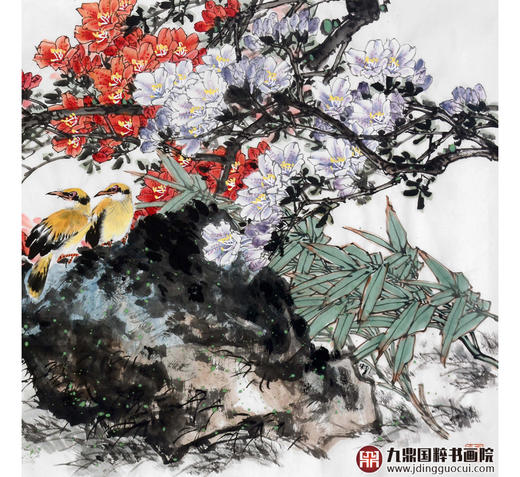 杨秀泽《映山红》68*138cm 花鸟横幅作品 书房/卧室挂画 商品图4