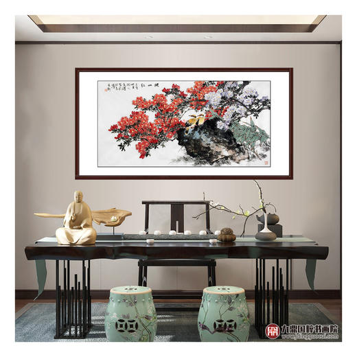 杨秀泽《映山红》68*138cm 花鸟横幅作品 书房/卧室挂画 商品图2