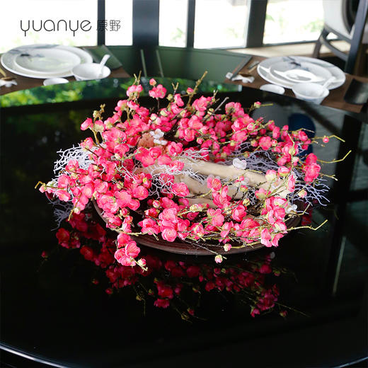 独特个性艺术新中式酒店餐桌花仿真花圆形圆桌转盘餐厅假花摆设件 商品图1
