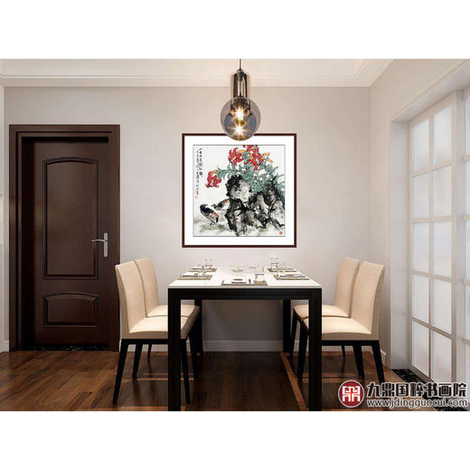 杨秀泽《山丹丹花开红艳艳》68*68cm 花鸟斗方作品 餐厅/卧室挂画 商品图2