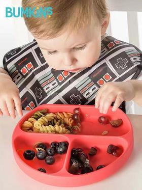 现货）Bumkins儿童餐盘分格吸盘碗宝宝餐具婴儿硅胶防摔辅食碗