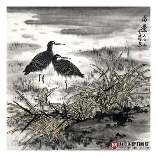 杨秀泽《渚边》68*68cm 花鸟斗方作品 餐厅/卧室挂画 商品图1