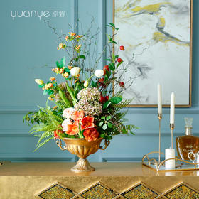 欧式美式轻奢高端仿真花假花酒店别墅客厅卧室边几摆设装饰花摆件