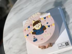 手绘复古女宝宝奶油生日蛋糕
