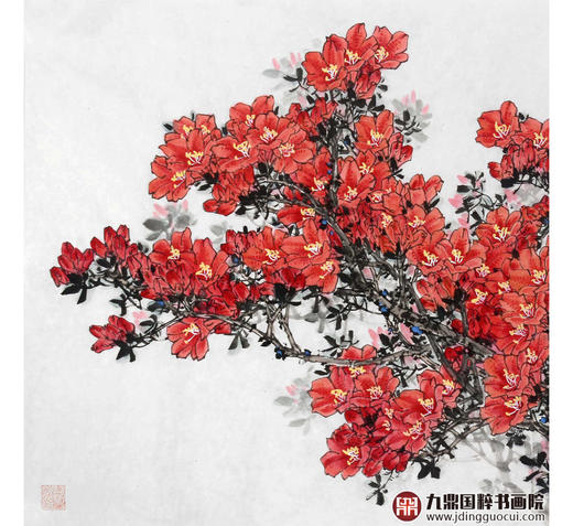 杨秀泽《映山红》68*138cm 花鸟横幅作品 书房/卧室挂画 商品图3