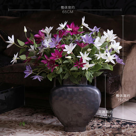 原野经典风大型爱丽丝套装铁线莲花高端仿真花假花装饰花摆件绢花 商品图0