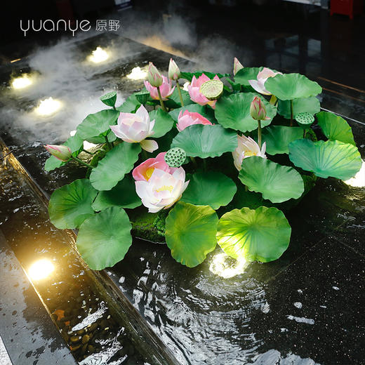 新中式酒店大餐桌花中央假仿真花圆形圆桌转盘餐厅高档装饰摆设件 商品图3