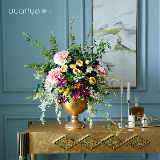欧式美式轻奢高端仿真花假花酒店别墅客厅卧室边几摆设装饰花摆件 商品图1
