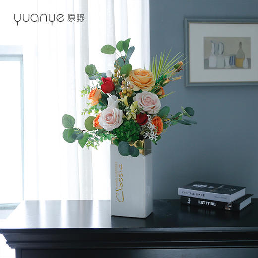高档轻奢现代仿真花假花绢花玄关酒店客厅玄关卧室茶几摆设件装饰 商品图1