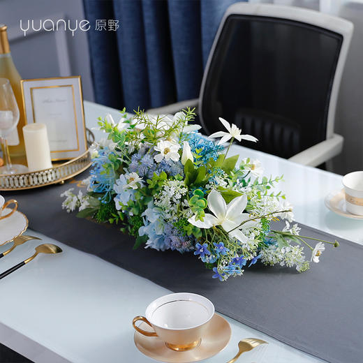 餐桌花摆花桌面中西餐厅长桌仿真花假花酒店高档样板房间装饰摆件 商品图3