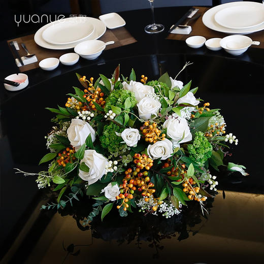 酒店餐桌花仿真花圆形圆桌转盘摆花餐厅桌面中间假花别墅高档装饰 商品图2
