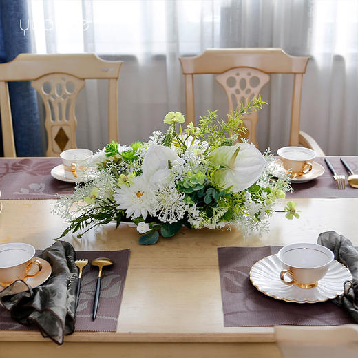 餐桌花摆花桌面中西餐厅长桌仿真花假花酒店高档样板房间装饰摆件 商品图1