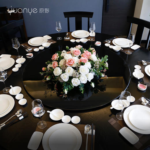 酒店餐桌花仿真花圆形圆桌转盘摆花餐厅桌面中间假花别墅高档装饰 商品图1