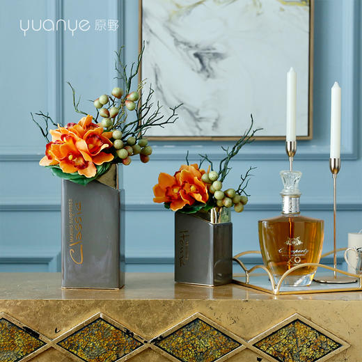 高档轻奢现代仿真花假花绢花酒店客厅卧室餐桌边几摆设装饰花摆件 商品图2