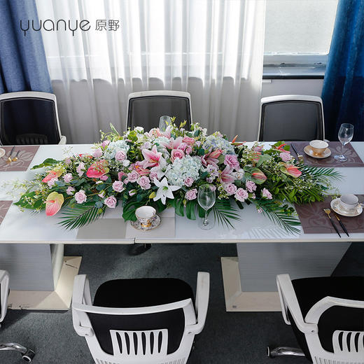 大型加长桌子餐桌花摆台花仿真花假花中西餐厅酒店开业会议室摆件 商品图2