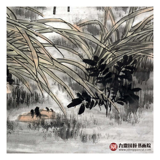 杨秀泽《渚边小景》68*68cm 花鸟斗方作品 餐厅/卧室挂画 商品图6