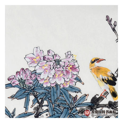 杨秀泽《赏春图》68*68cm 花鸟斗方作品 餐厅/卧室挂画 商品图3
