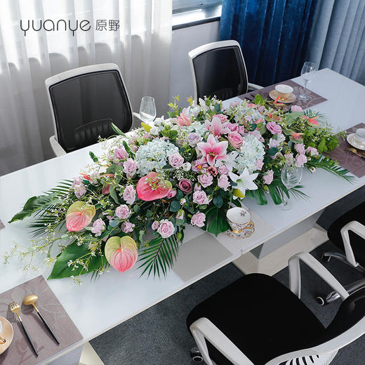 大型加长桌子餐桌花摆台花仿真花假花中西餐厅酒店开业会议室摆件 商品图3