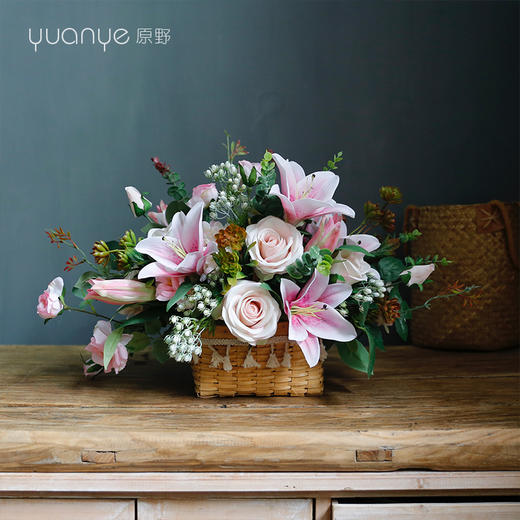 白百合花仿真花假花绢花北欧高档轻奢酒店客厅茶几摆设装饰花摆件 商品图3