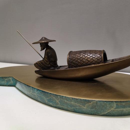 四季桃园-寒江雪 纯铜热着色 新中式家居客厅玄关高档家居摆件 时尚 大气 精美 摆件 商品图2