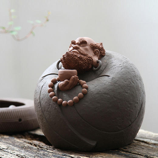 陶知然 大师级纯手工 达摩香炉(持钵） 书房茶台摆件新中式 时尚 大气 精美 商品图1