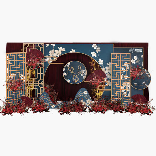 红蓝新中主题背景 商品图0