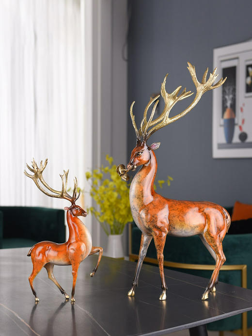 E-YM-FK124 彩铜鹿纯铜摆件 商品图6