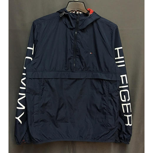  TOMMY HILFIGER 男士春秋季新款袖边字母连帽半拉链外套 商品图0
