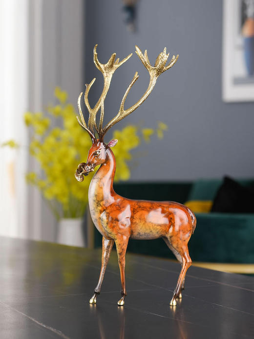 E-YM-FK124 彩铜鹿纯铜摆件 商品图1