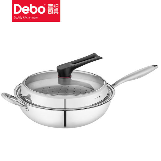 Debo 德里克蜂窝炒锅气悬浮不粘炒锅蒸锅多用锅 商品图8