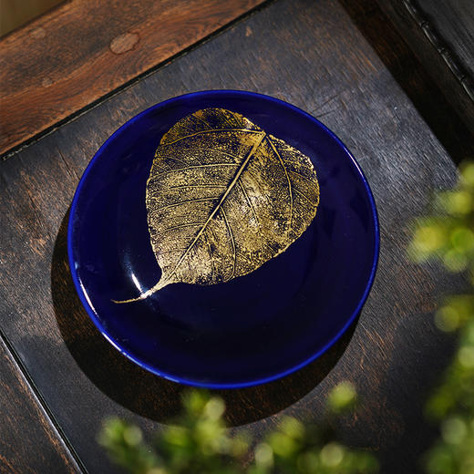 龙德堂陶艺 范泽锋烧 星月 天目釉《蓝宝点金木叶壶承》 商品图0