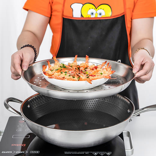 Debo 德里克蜂窝炒锅气悬浮不粘炒锅蒸锅多用锅 商品图2