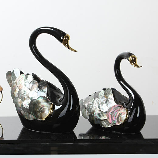 E-YSR-M362天然澳洲贝 对黑天鹅摆件 大号/中号 商品图2