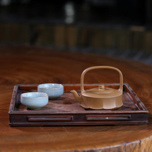 龙德堂陶艺 汤宣武制《云姿提梁》原矿金砂段350cc 库存咨询客服 商品图0