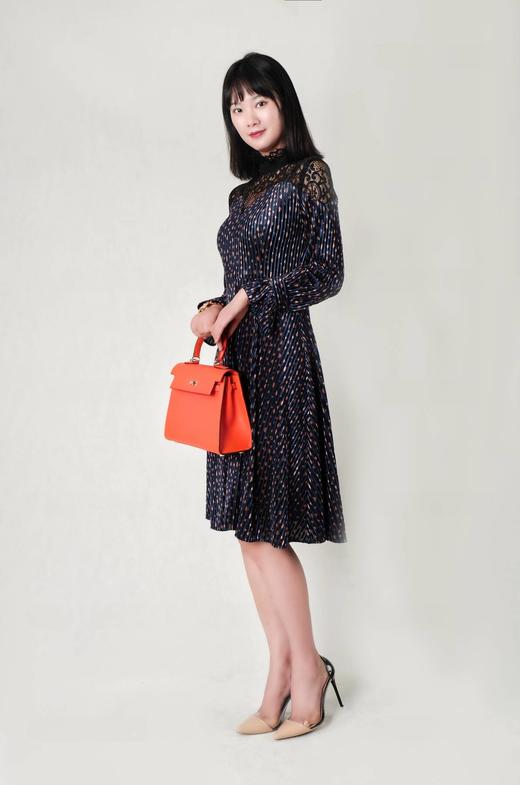 复古丝绒拼接蕾丝领连衣裙 商品图2