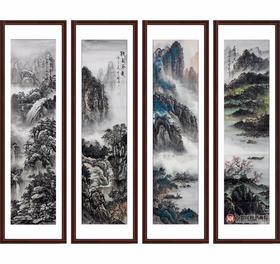 高云鹏《山水四条屏》34cm*138cm*4 山水四条屏作品 办公室/客厅挂画