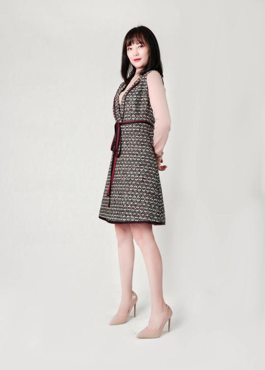 撞色织带V领背心裙 商品图5