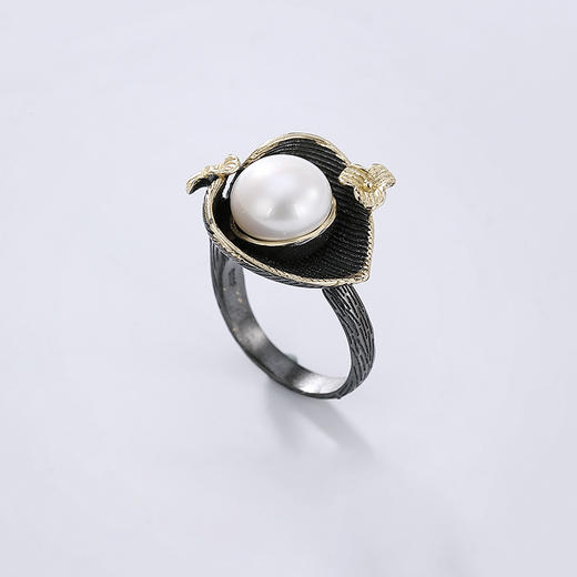 s925纯银巴洛克珍珠戒指意大利工艺个性夸张开口银指环