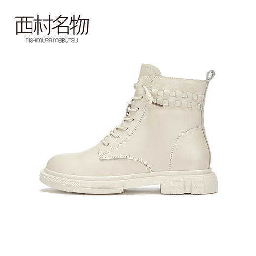 西村名物2020冬季新款马丁靴纯色系带低跟网红百搭时尚短靴T20DS40591 商品图3