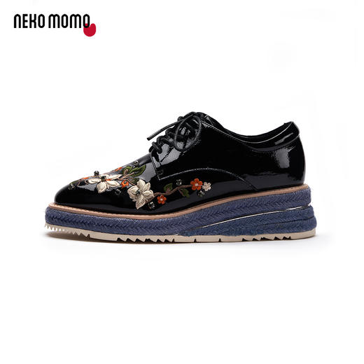 nekomomo漆皮碎花镶钻厚底布鲁克潮鞋 商品图3
