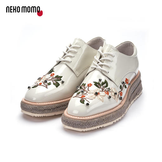 nekomomo漆皮碎花镶钻厚底布鲁克潮鞋 商品图0