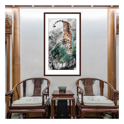 卢加《下山虎作品》96*178cm 动物竖幅作品 办公室挂画 商品图2