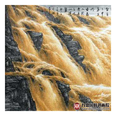 高云鹏《万里黄河流金沙》140*350cm 山水横幅作品 办公室/大厅挂画 商品图3