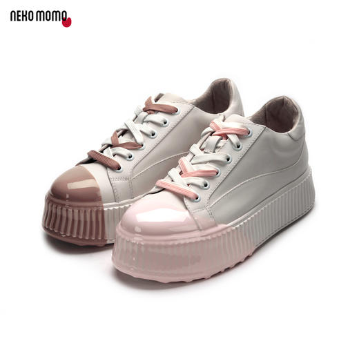 nekomomo秋季新款松糕厚底增高糖果色滴胶厚底小白鞋板鞋女旅游鞋 商品图4