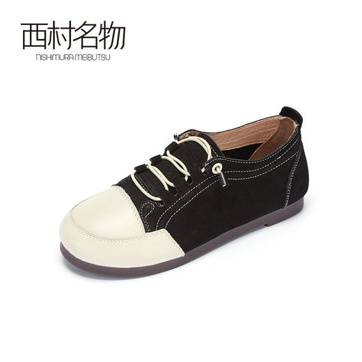 西村名物2020秋季新款豆豆鞋女牛皮革平底时尚舒适休闲鞋T20CM31681 商品图3