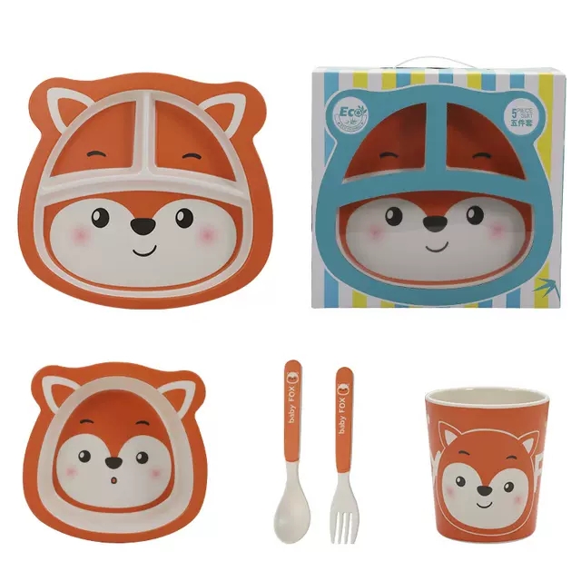 竹纤维儿童餐具套装卡通老虎家用婴儿辅食碗