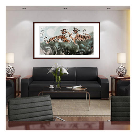 卢加《一家出两将》96*178cm 动物横幅作品 办公室挂画 商品图2