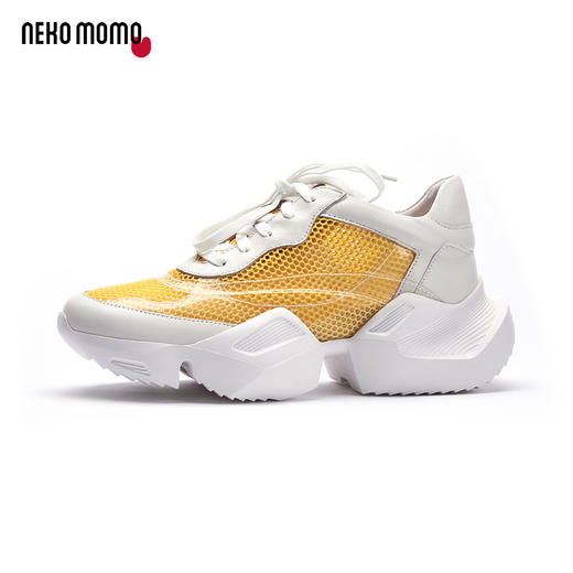 nekomomo2020年春款织物网眼镂空牛皮拼接厚底超轻时装运动休闲鞋 商品图2