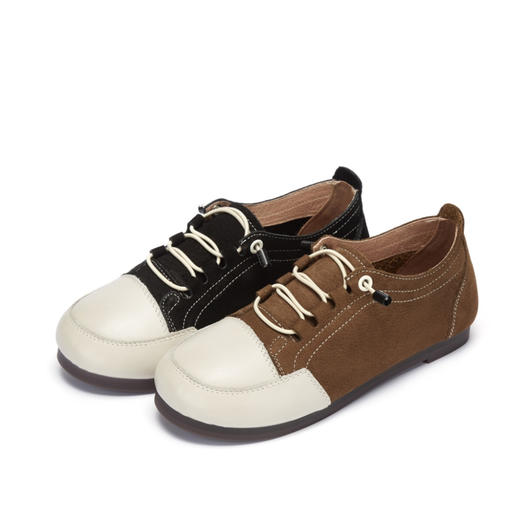 西村名物2020秋季新款豆豆鞋女牛皮革平底时尚舒适休闲鞋T20CM31681 商品图0