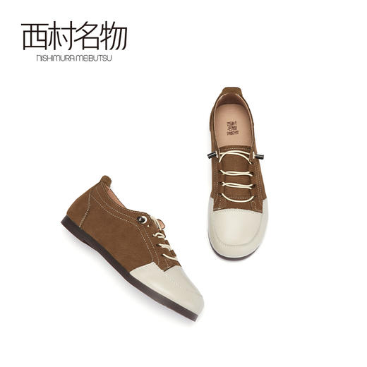 西村名物2020秋季新款豆豆鞋女牛皮革平底时尚舒适休闲鞋T20CM31681 商品图2